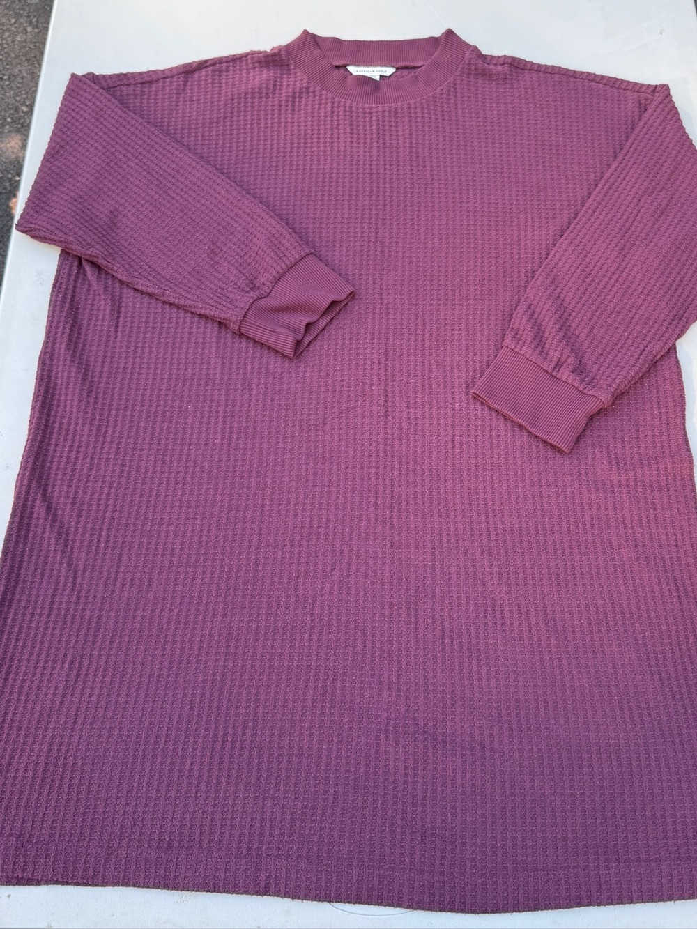 American Eagle XL Maroon Waffle Knit Thermal Long Sleeve Tunic Top